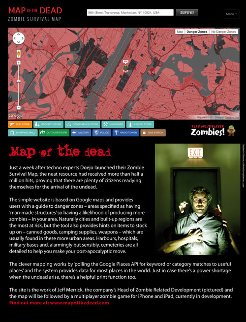 Map of the Dead featured in Undead Zine